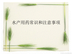 水产用药常识及注意事项.ppt