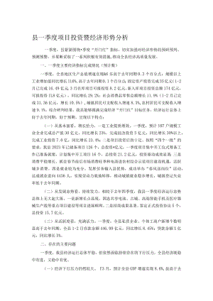 县一季度项目投资暨经济形势分析.docx