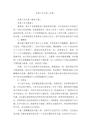 托管工作方案（5篇）.docx