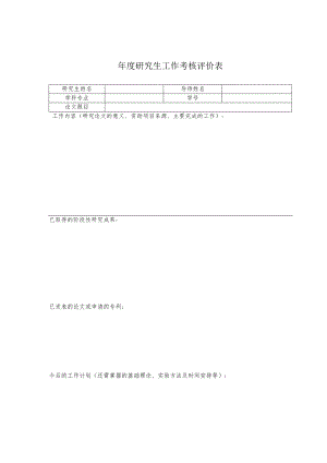 年度研究生工作考核评价表.docx