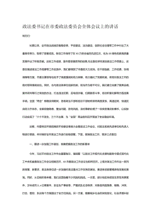 政法委书记在市委政法委员会全体会议上的讲话.docx