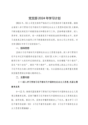 公司党支部2024年学习计划.docx