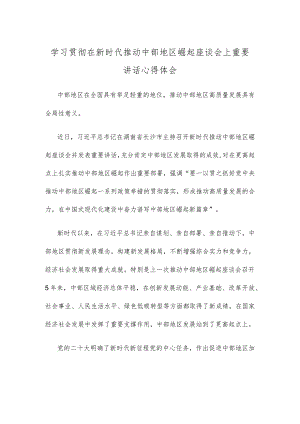 学习贯彻在新时代推动中部地区崛起座谈会上重要讲话心得体会.docx