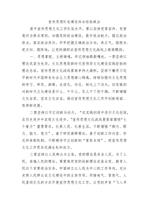 宣传思想队伍建设体会经验做法.docx