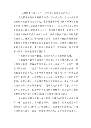 检察院青少年关心下一代工作经验亮点做法总结.docx