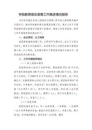 学前教育普及普惠工作推进情况报告.docx