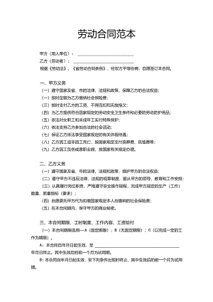 员工个人劳动合同Word模板.docx