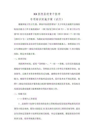 医院县级骨干医师专项培训实施计划方案.docx