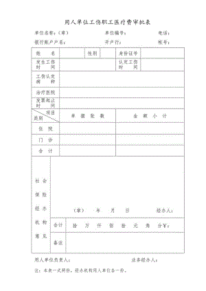 用人单位工伤职工医疗费审批表.docx