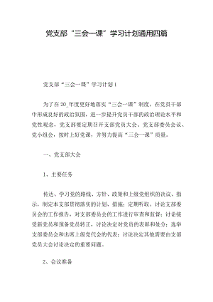 党支部“三会一课”学习计划通用四篇.docx