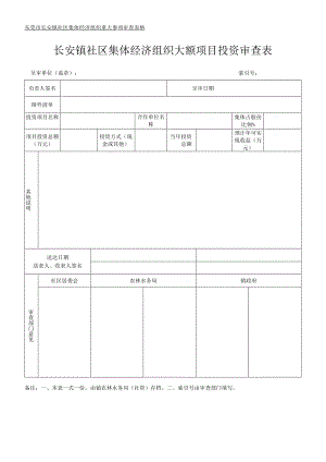 社区集体资产管理实施细则-附件18、大额项目投资审查表.docx