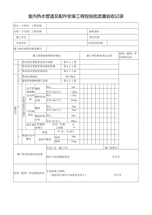室内热水管道及配件安装工程检验批质量验收记录.docx