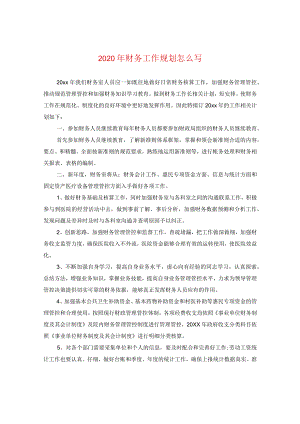 2024年财务工作规划怎么写.docx