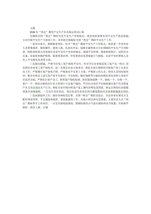 2024年“两会”期间安全生产形式稳定情况汇报.docx