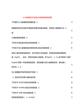 心力衰竭诊疗经验分享继续教育答案.docx