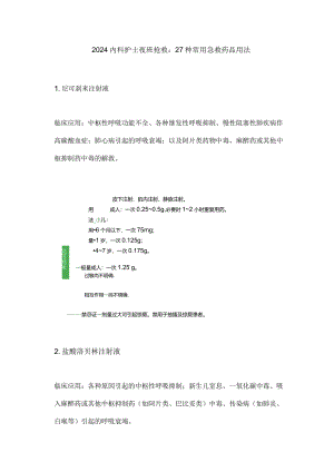 2024内科护士夜班抢救27种常用急救药品用法.docx