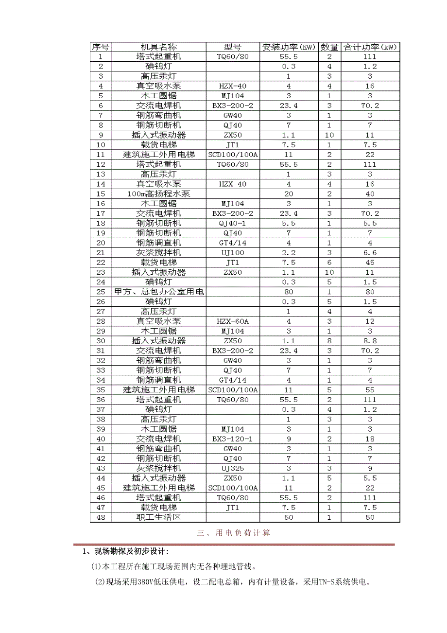 江苏某小区临时用电及给排水施工方案(附用电量计算、供电施工图).doc_第3页