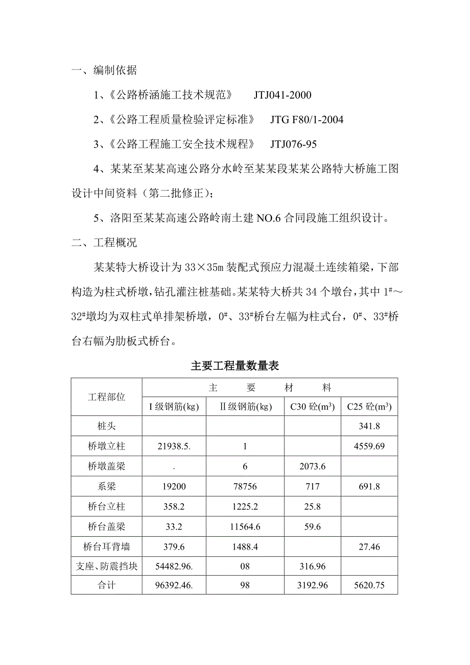 河南某高速公路特大桥装配式预应力混凝土连续箱梁施工组织设计.doc_第1页