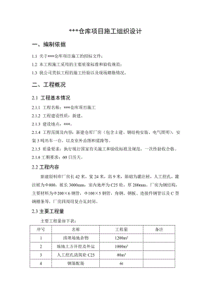 仓库项目施工组织设计.doc