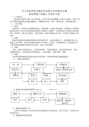 公司科研综合楼绿化种植工程施工及养护方案.doc