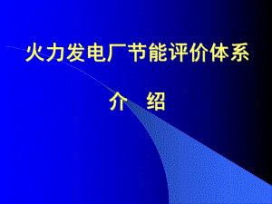 火力发电厂节能评价体系.ppt