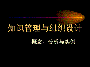 知识管理与组织设计概念、分析与实例.ppt