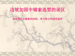 常用预应力锚索的结构受力特点和适用条件.ppt