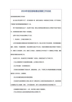 2024年项目部助理试用期工作总结.docx