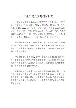 国企工资几级几档对照表.docx