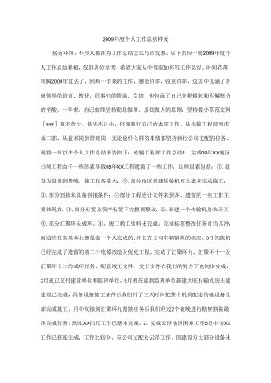 09年度个人工作总结样板.docx