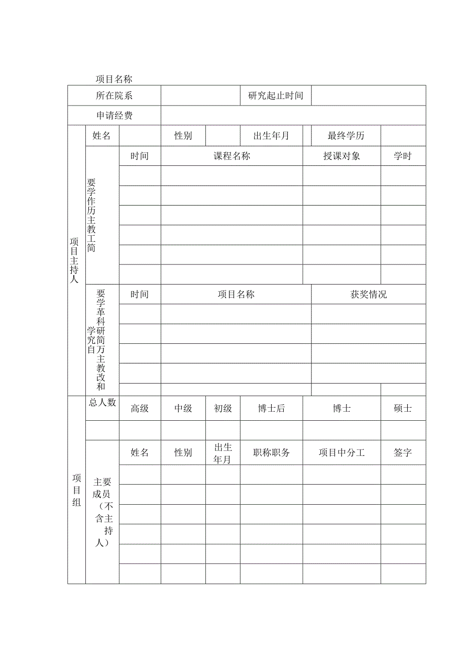 海南大学多媒体课件研究项目申请书(表格).docx_第1页