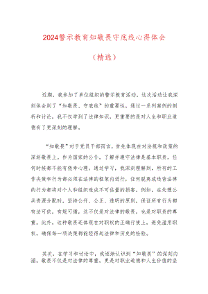 2024警示教育知敬畏守底线心得体会（精选）.docx