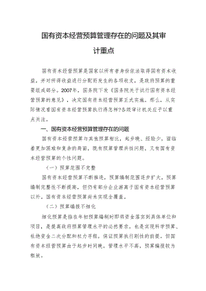 国有资本经营预算管理存在的问题及其审计重点.docx