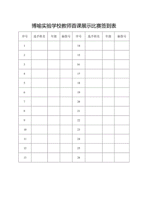 博喻实验学校教师首课展示比赛签到表.docx