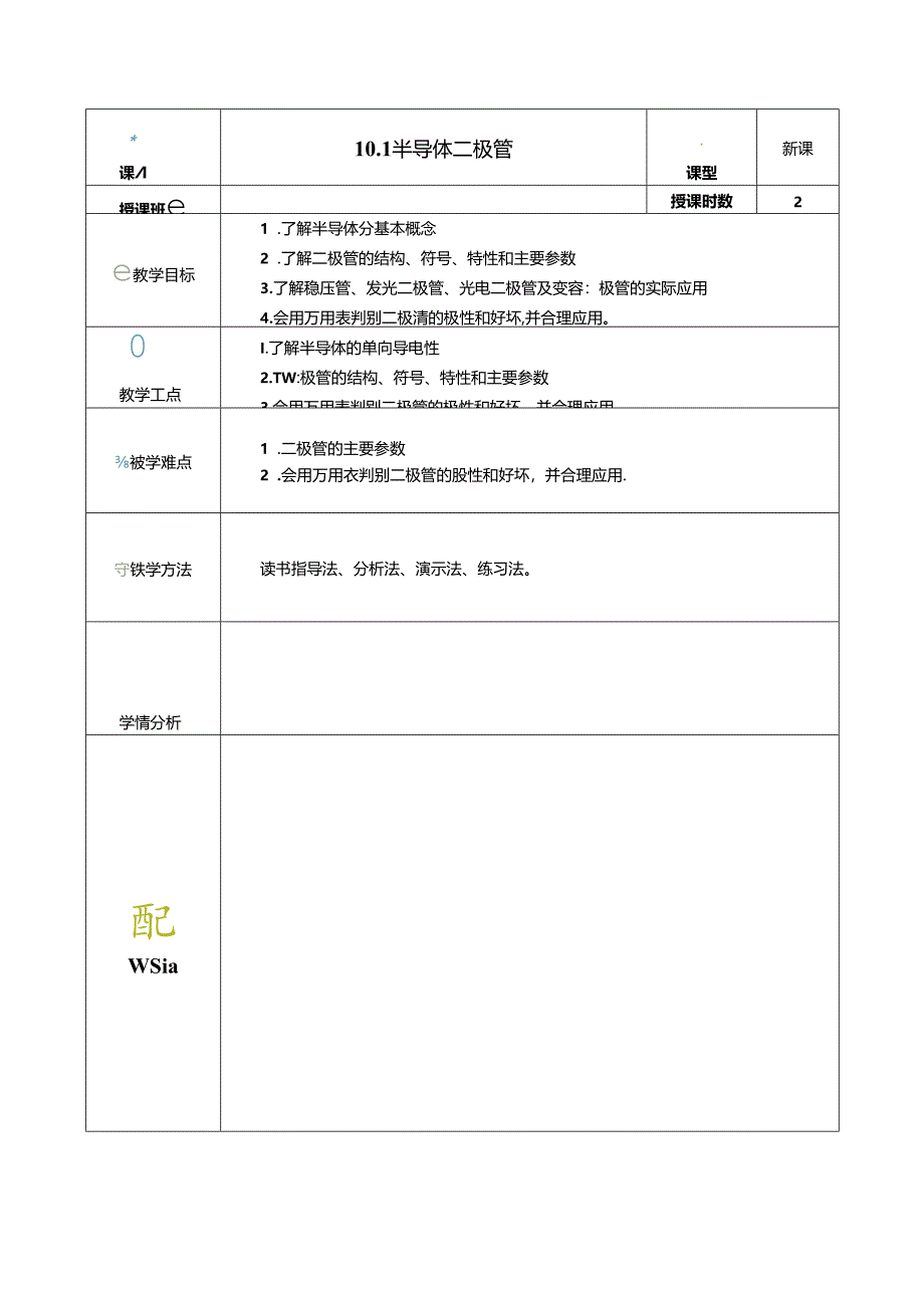《电工电子技术与技能》第4版 教案 第10章 常用半导体器件.docx_第1页
