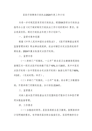 县医疗保障局行政执法2024年度工作计划.docx