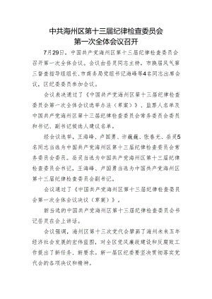 【信息】十三届纪委一次全会召开.docx