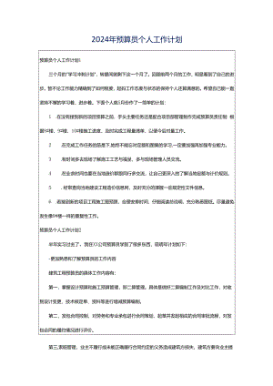 2024年预算员个人工作计划.docx