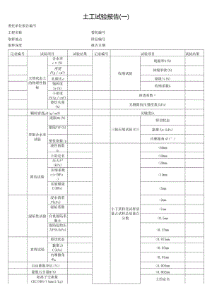 土工试验报告（一）表格模板.docx