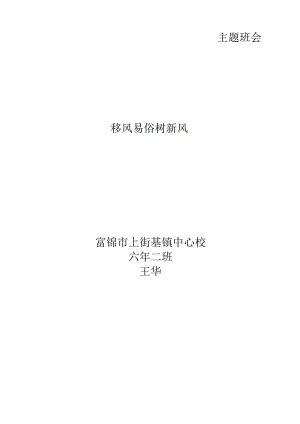(六二)移风易俗树新风主题班会.docx