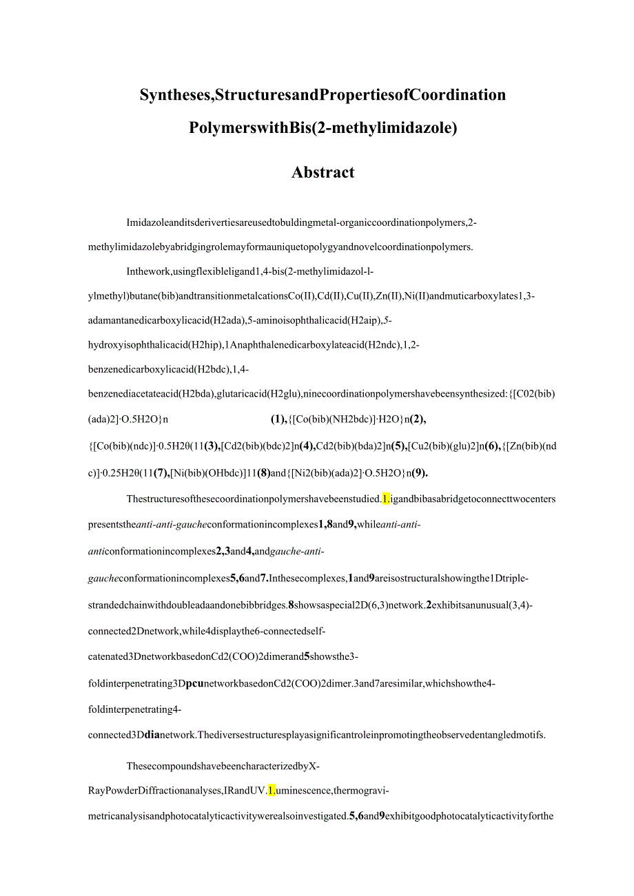 (2-甲基咪唑)配位聚合物的合成、结构及性质研究.docx_第2页