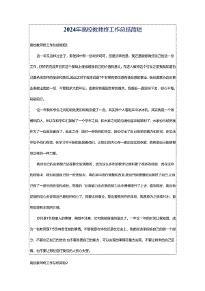 2024年高校教师终工作总结简短.docx