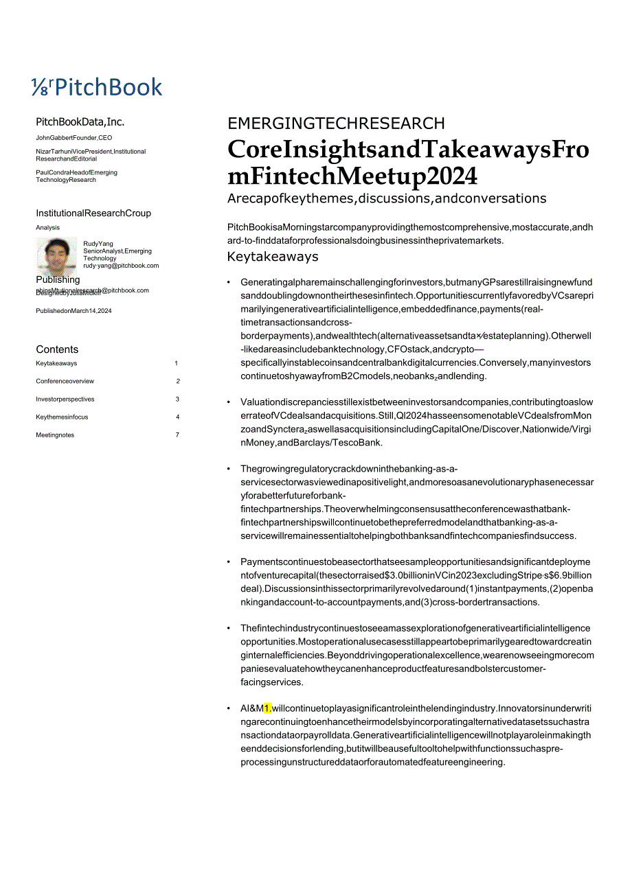 PitchBook-2024年金融科技会议的核心见解和收获（英）-2024.docx_第1页