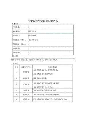 公司联营会计岗 岗位说明书.docx