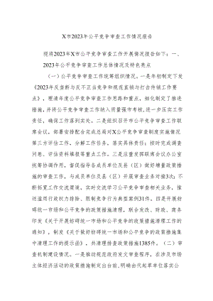 X市2023年公平竞争审查工作情况报告.docx