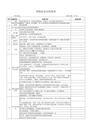 制氧站安全检查表.docx