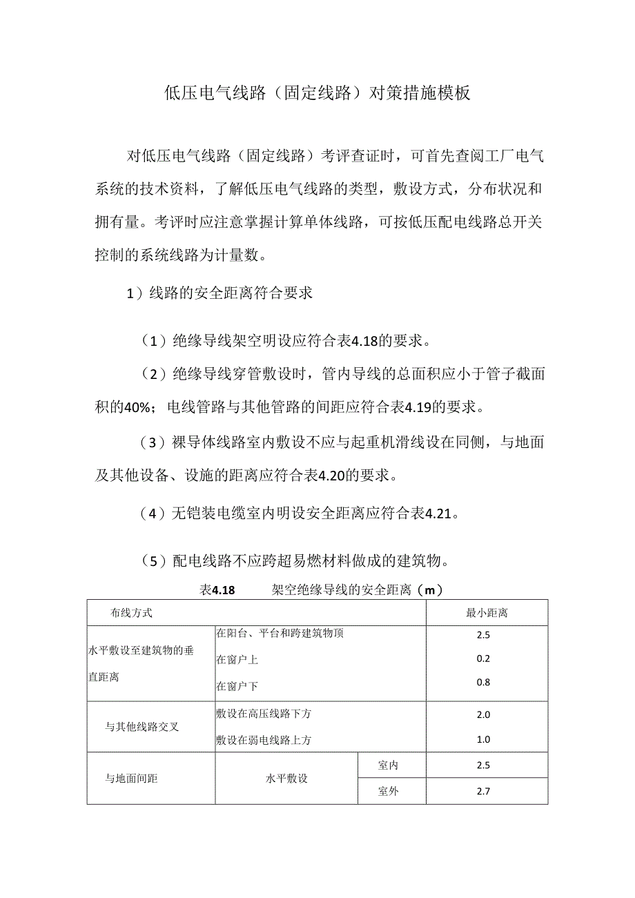 低压电气线路（固定线路）对策措施模板.docx_第1页