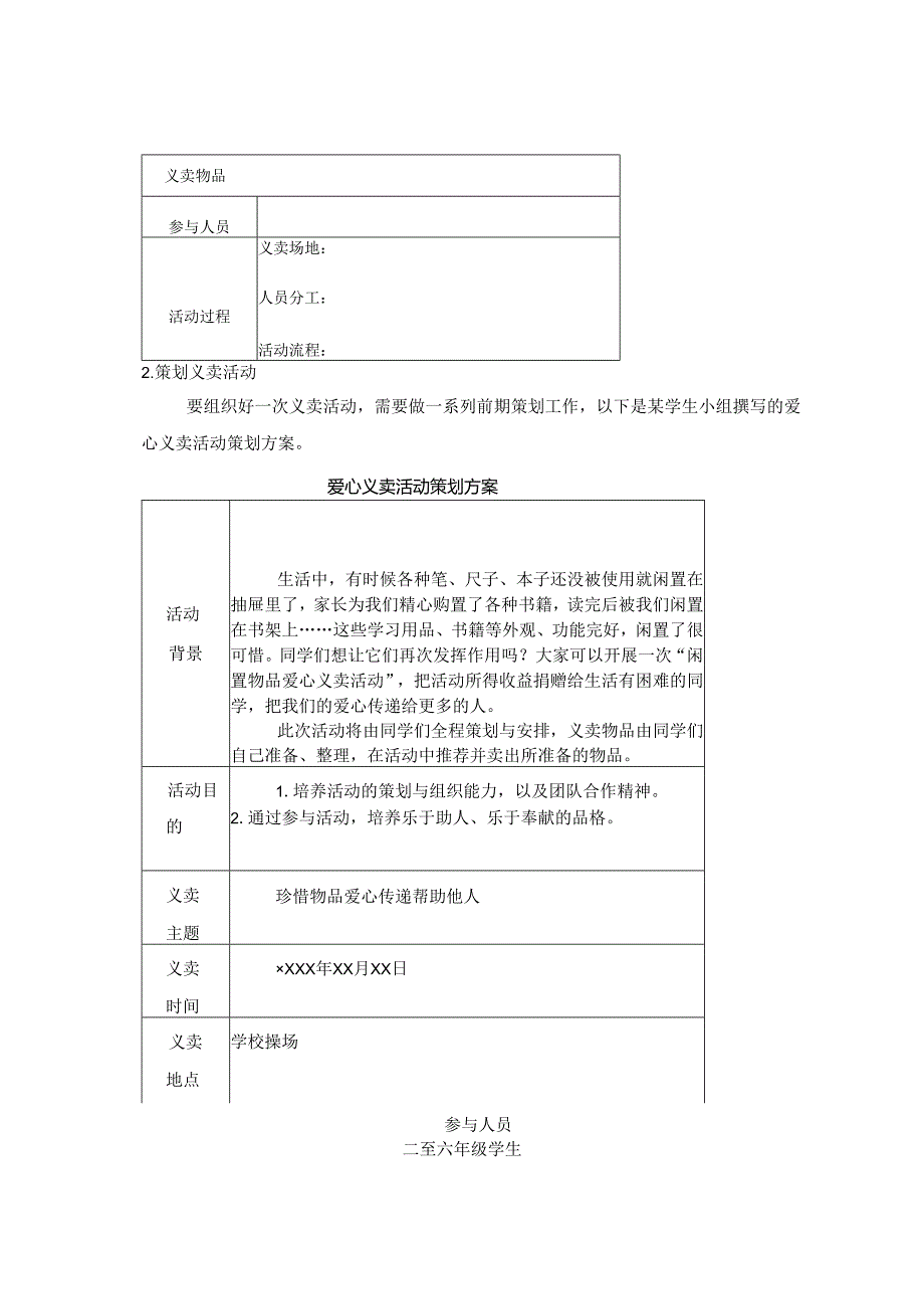 项目6 爱心义卖活动（教案） 四年级下册劳动鲁科版.docx_第2页