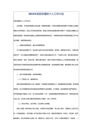 2024年项目经理的个人工作计划.docx