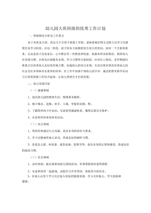 幼儿园大班班级的优秀工作计划.docx